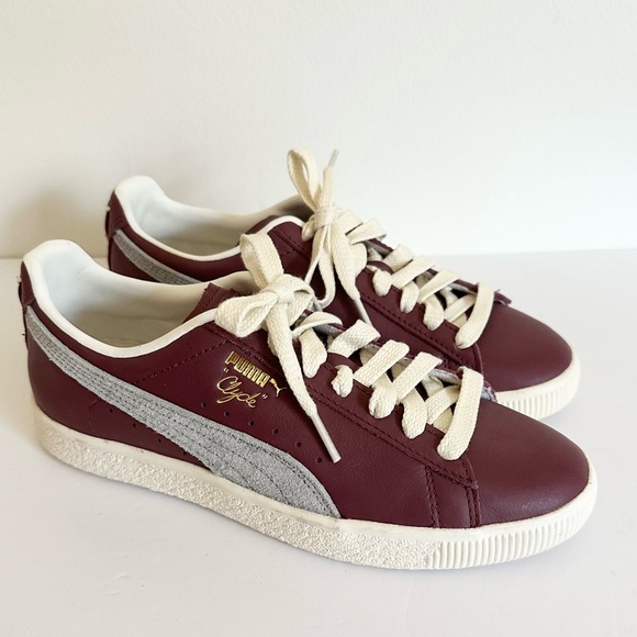 Puma Unisex Clyde Leather Eggplant Purple and Gray Sneakers - Picture 7 of 15